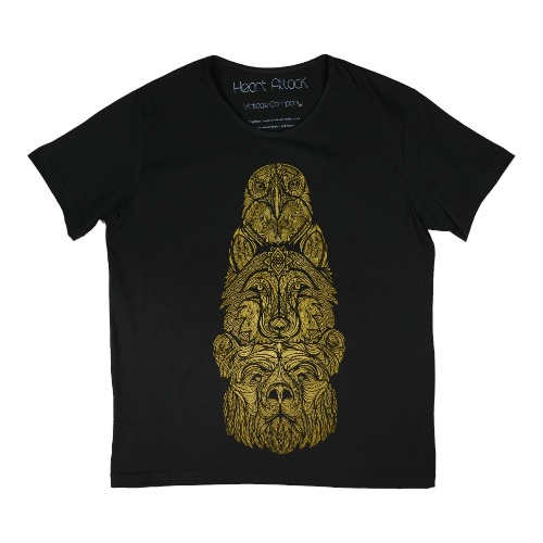 Playera American Totem Negro Golden Heart Attack